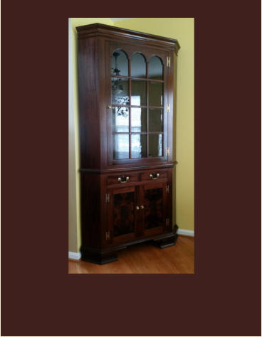 handmade mahogany corner cabinet with inlayed doors and stringing